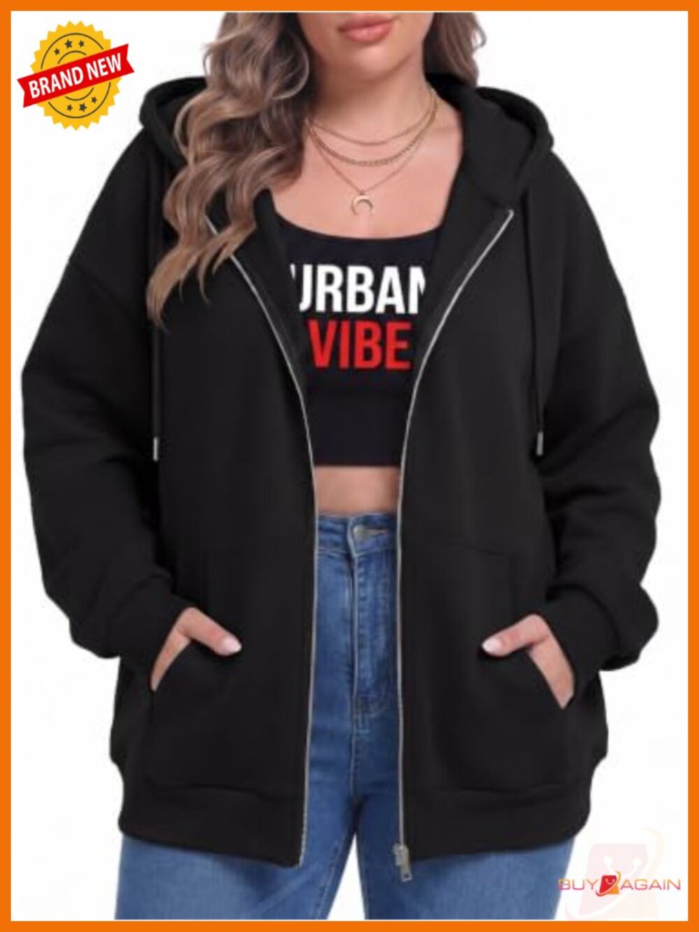 Plus Size Zip Up Hoodie Oversized Fleece Lined Sweatshirt Fall Winter Jacket
